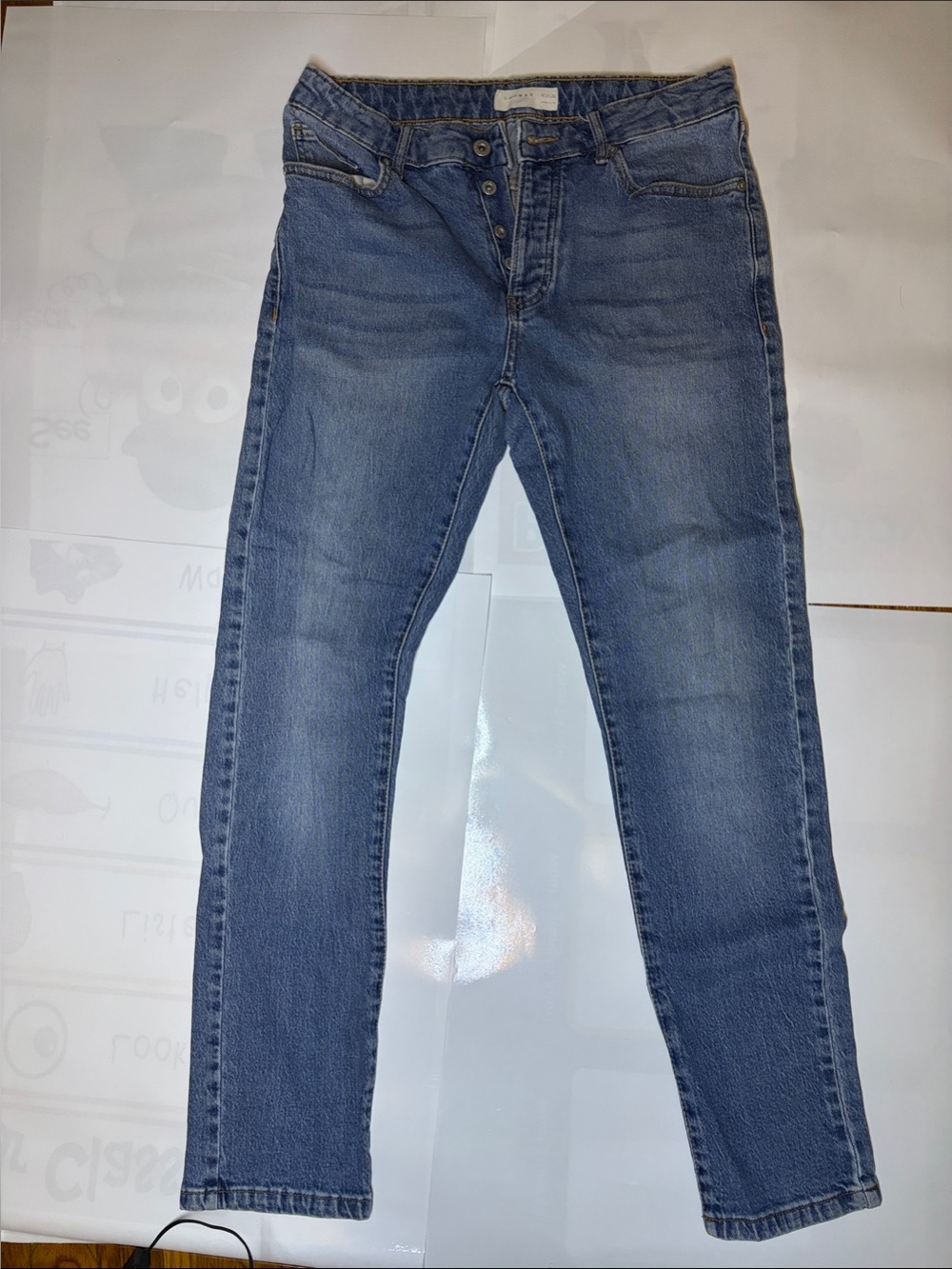 Topman Men's Slim Straight Jeans - Medium Blue Wash